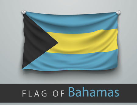 FLAG OF bahamas battered, hung on the wall, screwed screwsのイラスト素材