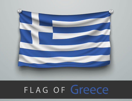 FLAG OF greece battered, hung on the wall, screwed screwsのイラスト素材