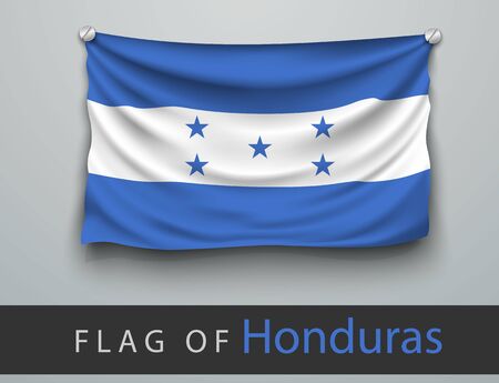 FLAG OF honduras battered, hung on the wall, screwed screwsのイラスト素材