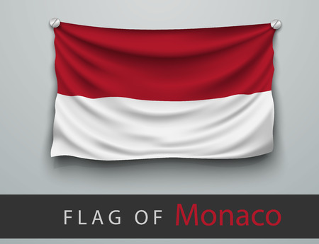 FLAG OF monaco battered, hung on the wall, screwed screwsのイラスト素材