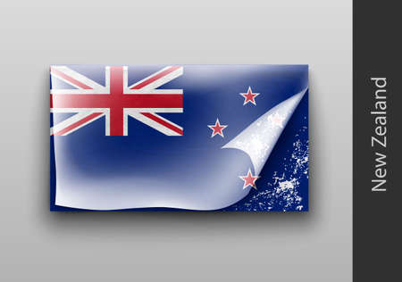 Flag of New Zealand with the tattered masking tapeのイラスト素材