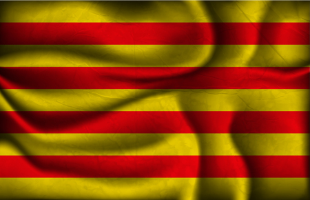 crumpled flag of catalonia  on a light backgroundのイラスト素材