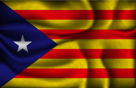 crumpled flag of catalonia  on a light backgroundのイラスト素材