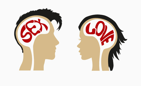 thoughts the girl and the guy. social conceptのイラスト素材