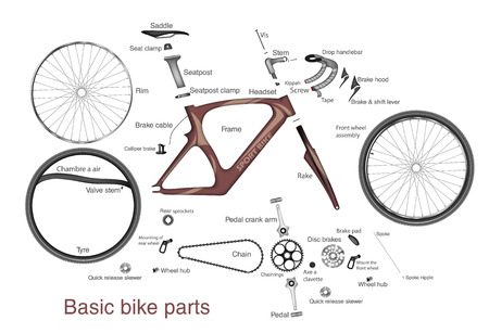 infographic of the main bike parts with the namesのイラスト素材