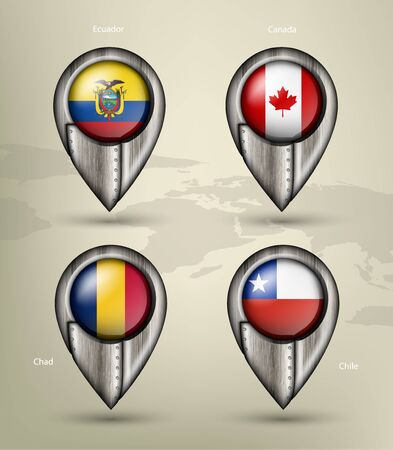 metal map marker steel country with glare and shadowsのイラスト素材