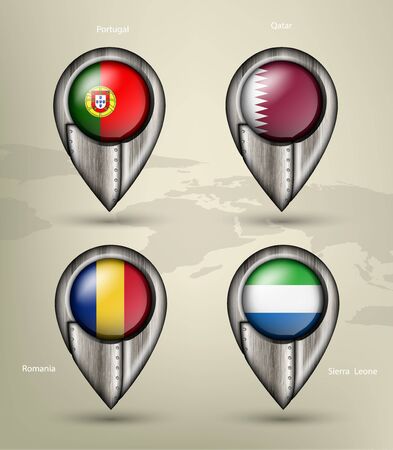 metal map marker steel country with glare and shadowsのイラスト素材