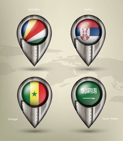 metal map marker steel country with glare and shadowsのイラスト素材