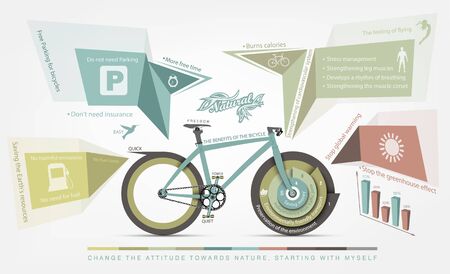 infographics benefits of bicycle use for humans and the environmentのイラスト素材