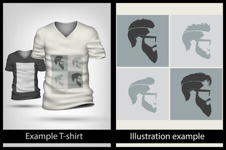 example illustration on a T-shirt. hipster faceのイラスト素材