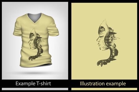 example illustration on a T-shirt. face treeのイラスト素材