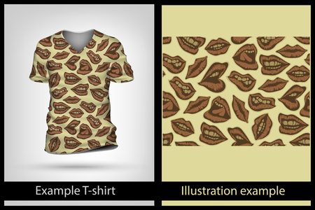 example illustration on a T-shirt. lips redのイラスト素材