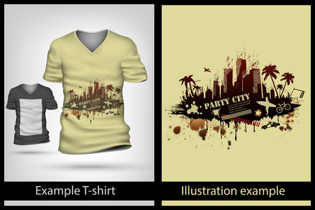 example illustration on a T-shirt. palm tree cityのイラスト素材