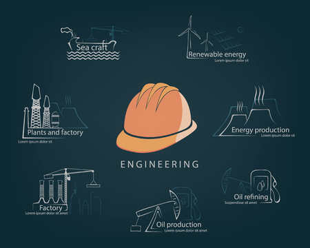 set of engineering engineering in production and citizenshipのイラスト素材