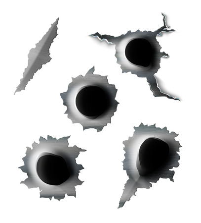vector set of bullet holes in the metalのイラスト素材