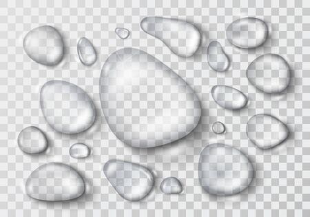 vector set of water drops with reflections and shadowのイラスト素材