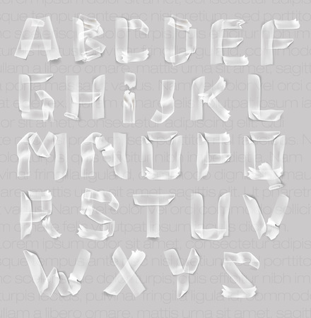 set of letters of the alphabet of adhesive transparent tapeのイラスト素材