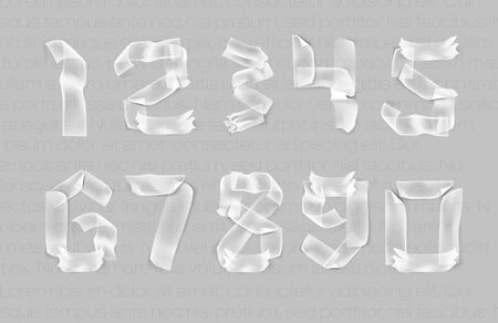 set of numbers from adhesive transparent tapeのイラスト素材
