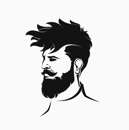 hipster male figure with beard and hairのイラスト素材