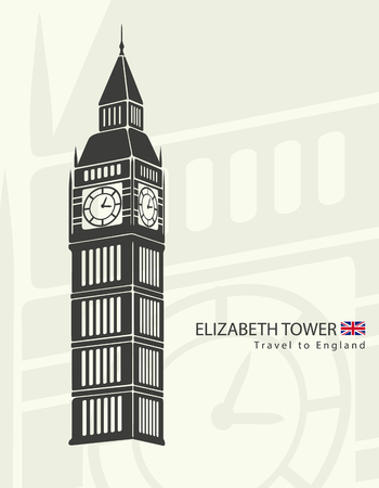 Elizabeth tower clock big Ben in Londonのイラスト素材