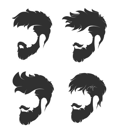 mens hairstyle with a beard and mustacheのイラスト素材