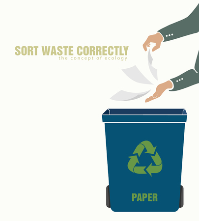 sorting paper, pollution of environment concept of wasteのイラスト素材