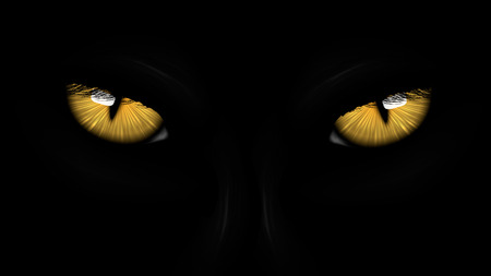 yellow eyes black Panther on dark backgroundのイラスト素材