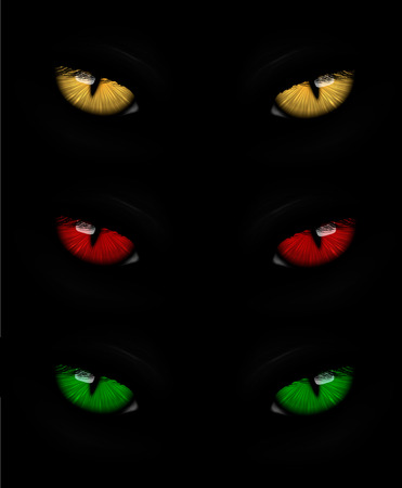 Set of cat eyes red, yellow and greenの写真素材