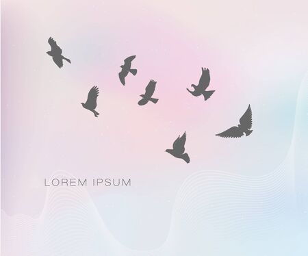 flying birds in pastelのイラスト素材