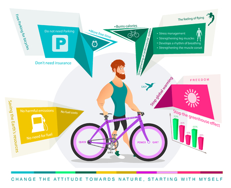 character of cyclist with Bicycle and diagramsのイラスト素材