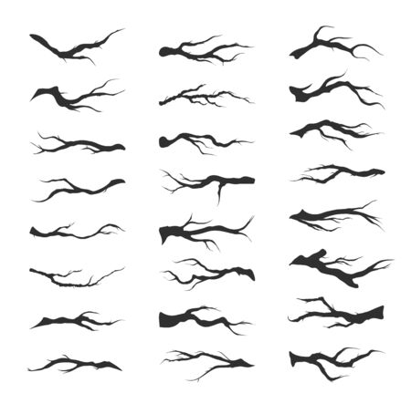 vector set dry tree branchesのイラスト素材