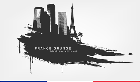 Black spot watercolors. Abstract isolated texture grunge with france cityのイラスト素材