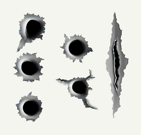 Ragged hole in metal from bulletsのイラスト素材