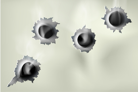 Ragged hole in metal from bulletsのイラスト素材