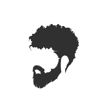mens hairstyle with a beard and mustacheのイラスト素材