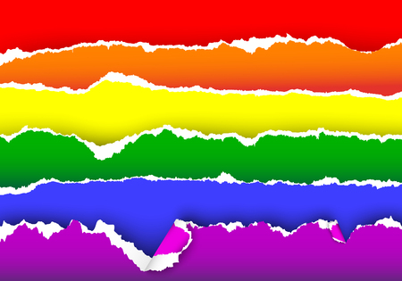 Rainbow flag of LGBT community from torn papersのイラスト素材