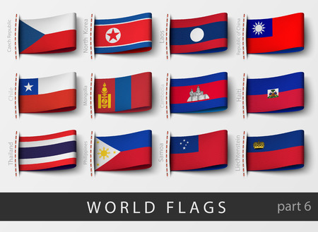 Vector set of flag labels of all countriesのイラスト素材