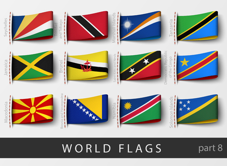 Vector set of flag labels of all countriesのイラスト素材