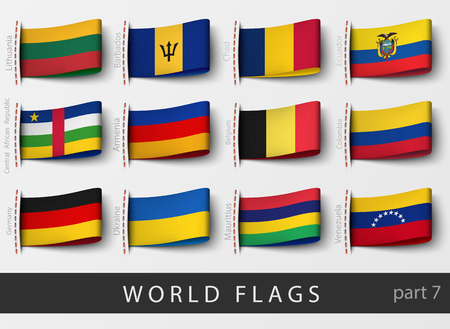 Vector set of flag labels of all countriesのイラスト素材