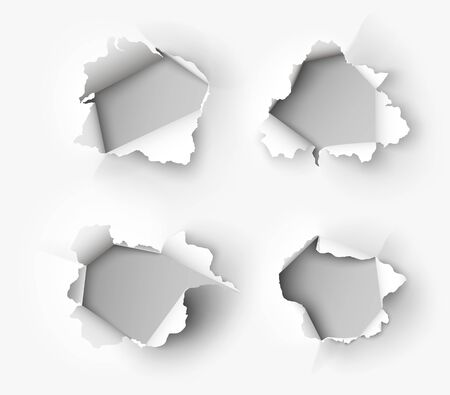 Holes torn in paper on whiteのイラスト素材
