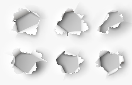 Holes torn in paper on whiteのイラスト素材