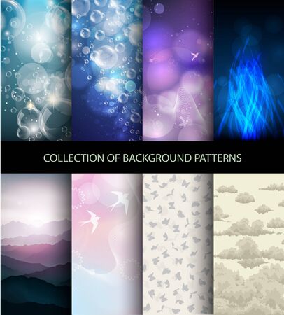 Collection set of 8 background patternsのイラスト素材