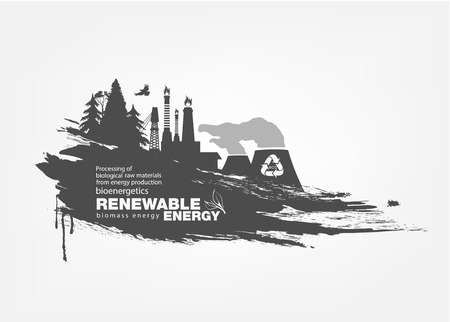 Grunge biomass energy. Renewable energy vector illustration.のイラスト素材