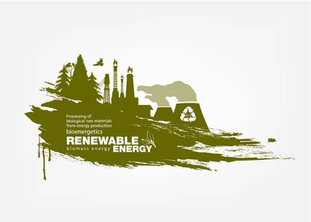Grunge biomass energy. Renewable energy vector illustration.のイラスト素材