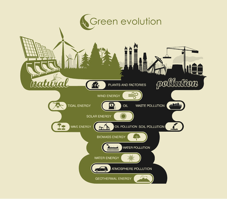environment and air pollution and land infographicのイラスト素材