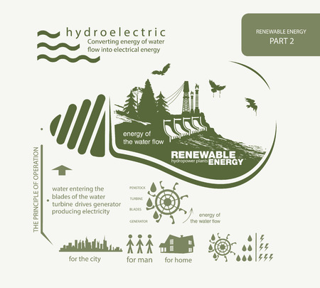 Infographics renewable of hydroelectric energyのイラスト素材