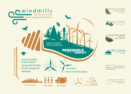 Infographics renewable source of wind energyのイラスト素材