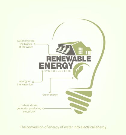 Renewable energy of hydroelectric power in bulb. The concept of ecologyのイラスト素材