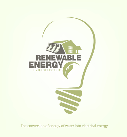 Renewable energy of hydroelectric power in bulb. The concept of ecologyのイラスト素材