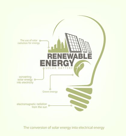Renewable energy of solar energy in bulb. The concept of ecologyのイラスト素材